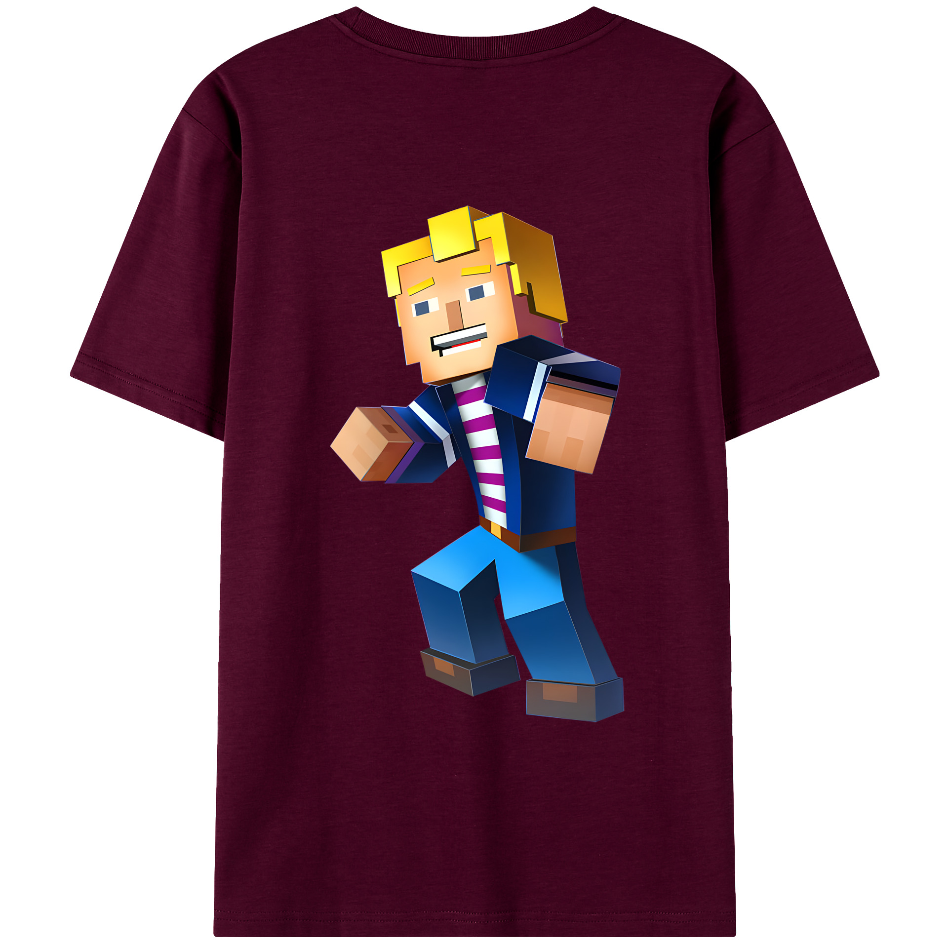 （画像用） マインクラフト ブロックの世界 Minecraft MC Block world レディース半袖Tシャツ(バックプリント)